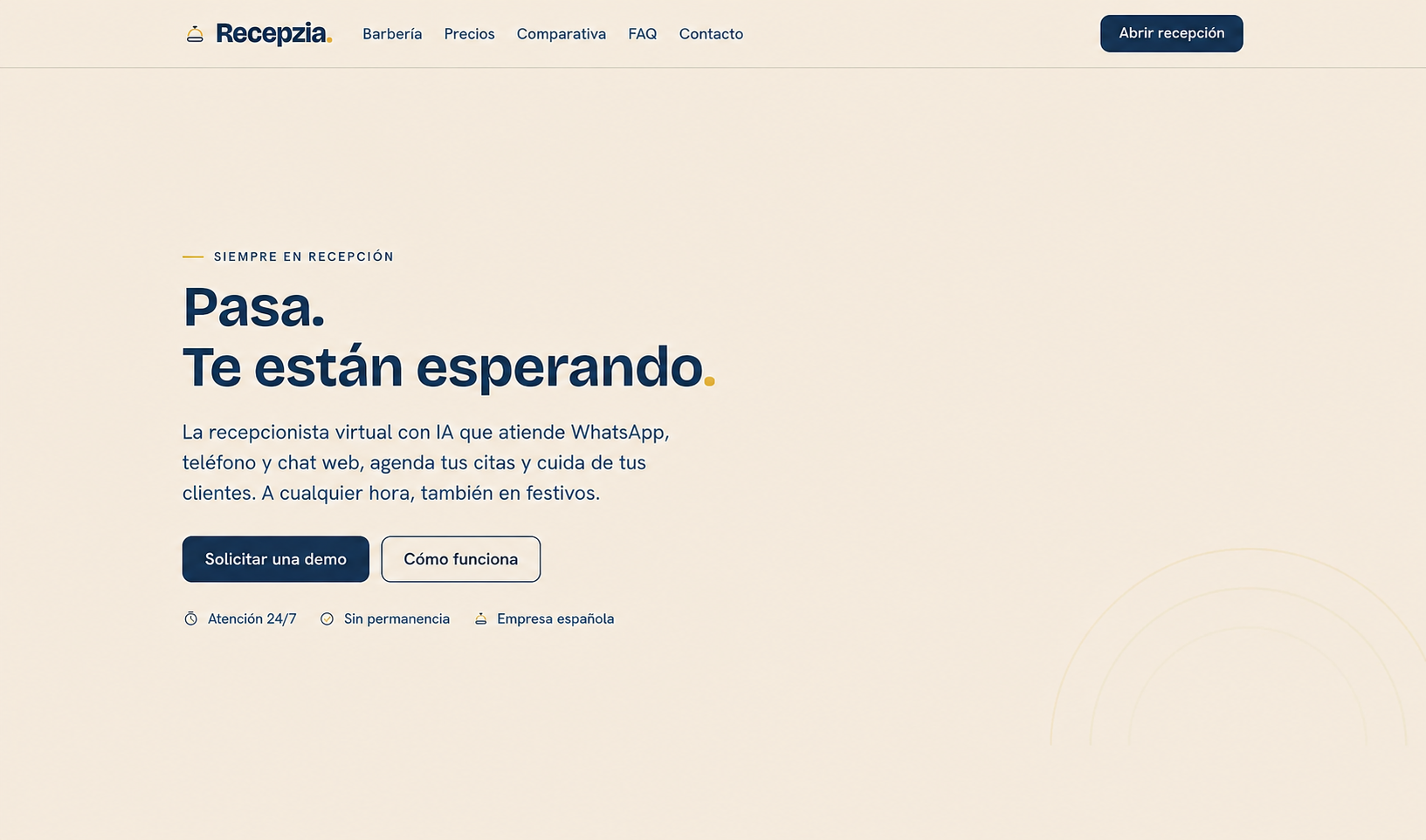 Portada de Recepzia: «Pasa. Te están esperando» con la conversación de WhatsApp en el móvil