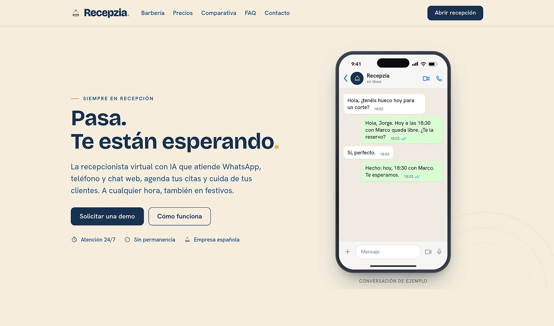 Dirección digital de Recepzia, producto de inteligencia artificial